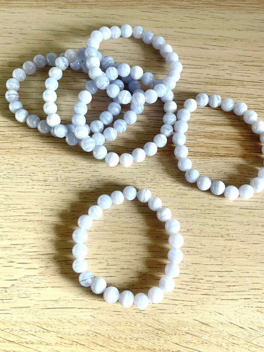 Bracciale in Agata Blu Lace - Rinforza la capacità espressiva- Creatività- Chiarezza -