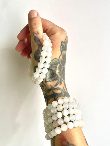 Bracciale in Quarzo Latteo - Sintonia - Benessere fisico -