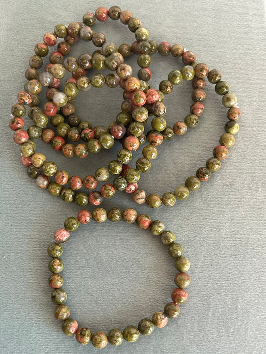 Bracciale in Unakite - bilancia le emozioni - allevia lo stress - stimola capacità psichiche