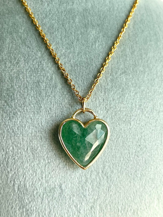 Ciondolo a cuore in Avventurina  - Abbondanza - Equilibrio psicofisico - Guarigione interiore