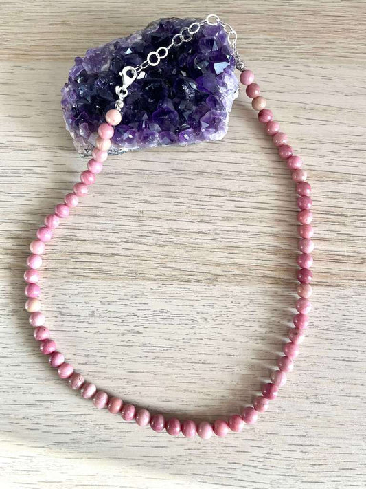 Collana in Rodonite -Fiducia E Amore Per Sé Stessi - Energia Fisica Ed Emotiva - Guarigione Interiore-