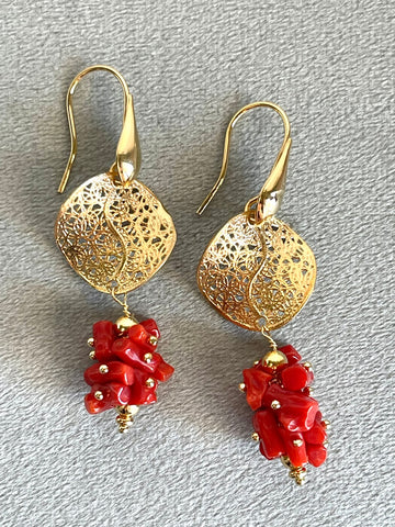 Orecchini con Corallo - Abbondanza e fortuna