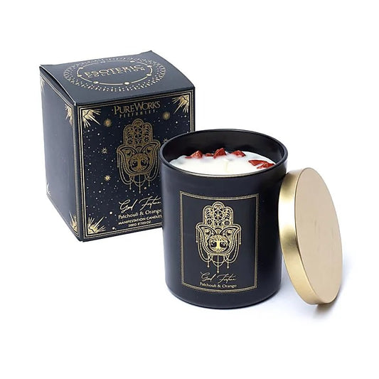 Candela "Good Luck" con Diaspro rosso profumo Patchouli e Arancia