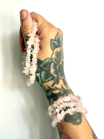 Rose Quartz Chip Bracelet - Joy and Inner Light