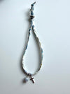 Bracciale in stoffa liberty con Croce e  pietra naturale