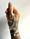Bracciale in stoffa liberty con Croce e  pietra naturale