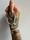 Bracciale in stoffa liberty con Madonna Miracolosa e pietra naturale
