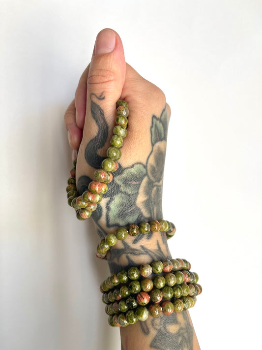 Bracciale in Unakite - bilancia le emozioni - allevia lo stress - stimola capacità psichiche