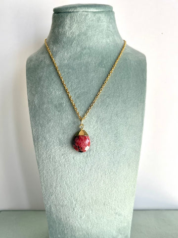 Ciondolo a goccia in Rodonite  - Fiducia e Amore per sé stessi - Energia fisica ed emotiva - Guarigione interiore-