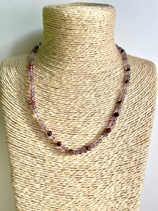 Collana Ametista con inclusioni di Quarzo Ematoide - Equilibrio - Stimola la concentrazione