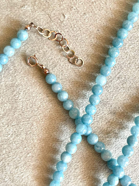Collana In Angelite O Anidride - Stabilità - Aiuta A Vincere L'insicurezza