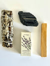 Kit Protezione energetica con Tormalina nera, Smudge alla Salvia bianca e lavanda, Olio essenziale Protection e Palo santo