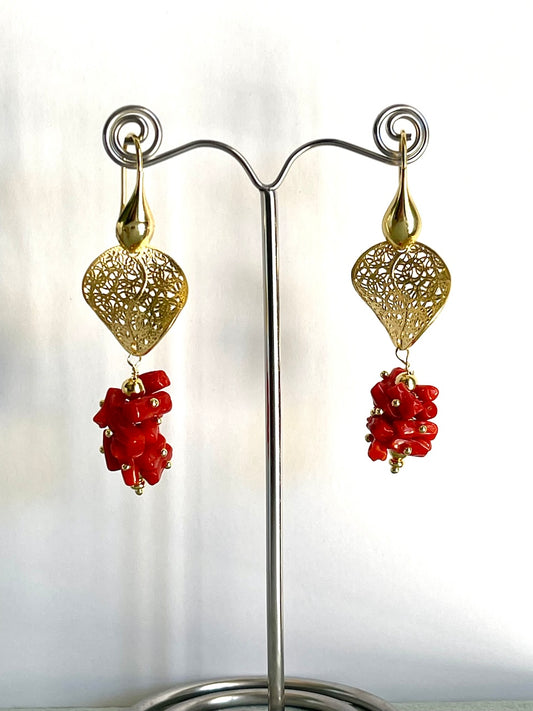Orecchini con Corallo - Abbondanza e fortuna