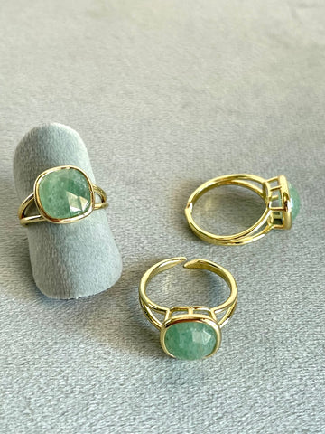 Anello con Avventurina taglio quadrato - Protezione - Equilibrio Psicofisico - Guarigione Interiore