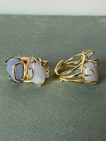 Anello in agata blu lace - Rinforza la capacità espressiva- Creatività- Chiarezza -