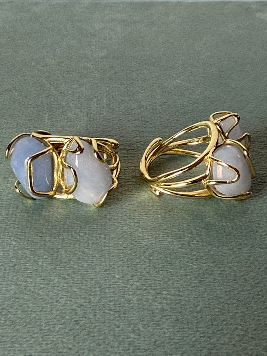 Anello in agata blu lace - Rinforza la capacità espressiva- Creatività- Chiarezza -