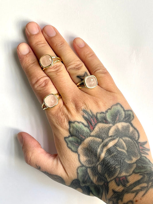 Anello con Quarzo rosa - Gioia e luce interiore