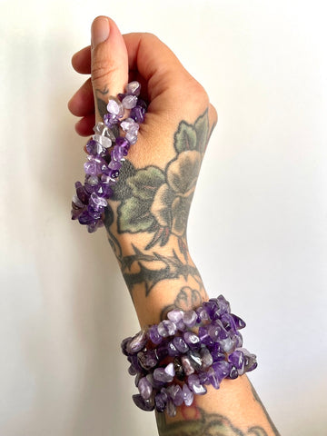 Bracciale in Ametista cips - Concentrazione- Allontana Lo Stress-