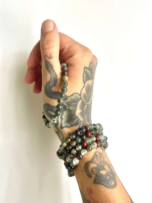 Bracciale in Eliotropio (Diaspro sanguigno) - Equlibrio- Rinnovamento spirituale