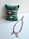 Bracciale in stoffa liberty con Madonna Miracolosa e pietra naturale
