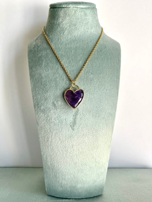 Ciondolo a cuore in Ametista - Concentrazione - Meditazione - Ricerca Interiore- Protezione energetica