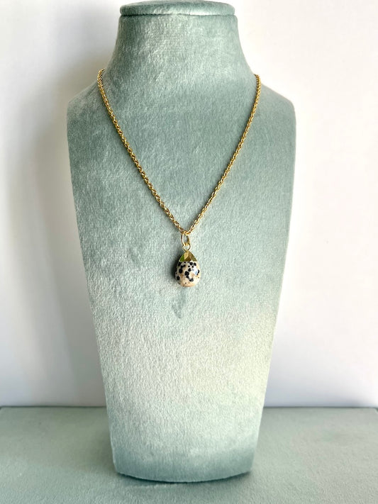 Ciondolo in Diaspro dalmata -Riflessione - Effetto Calmante