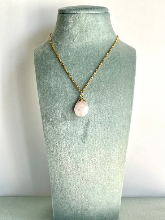 Ciondolo a goccia in Quarzo rosa -  Gioia e Luce Interiore-