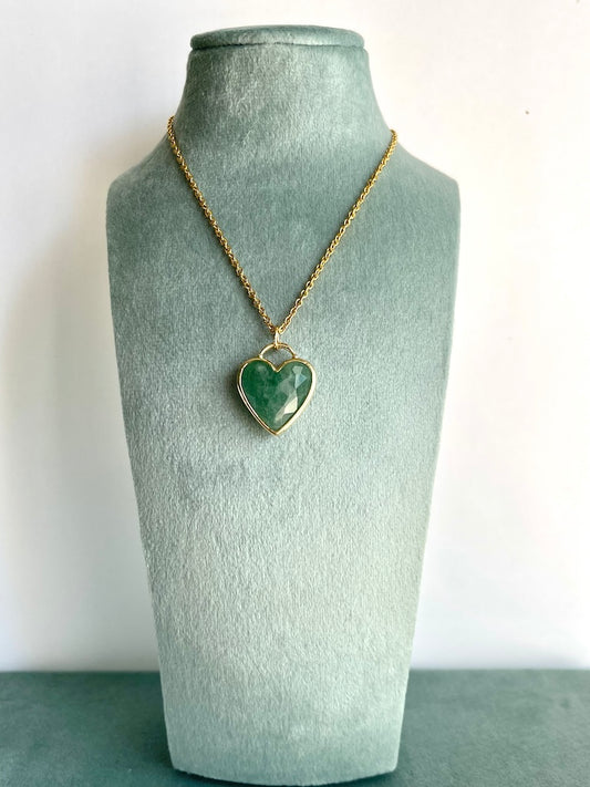 Ciondolo a cuore in Avventurina  - Abbondanza - Equilibrio psicofisico - Guarigione interiore
