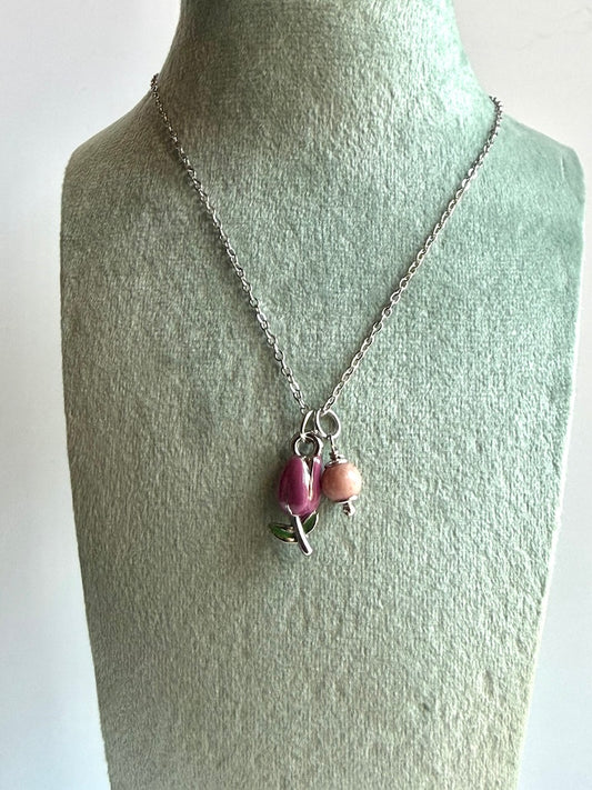 Collana Bloom con rodonite