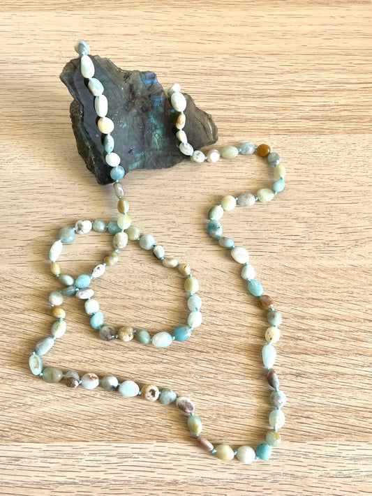 Collana lunga in Amazzonite - Chiarezza Sul Proprio Destino - Pietra Della Speranza -