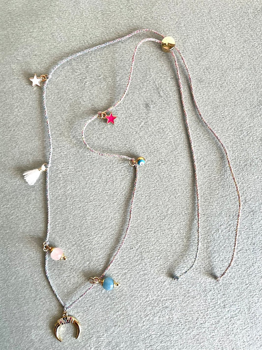 Collana "Sicura di me"  Quarzo rosa e Angelite