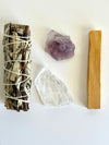 Kit Purificazione ed Equilibrio con Salvia bianca, Palo santo, Ametista e Cristallo di rocca