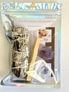 Kit Purificazione ed Equilibrio con Salvia bianca, Palo santo, Ametista e Cristallo di rocca